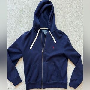 Polo Ralph Lauren Full Zip Hoodie Sweatshirt Navy Blue Medium